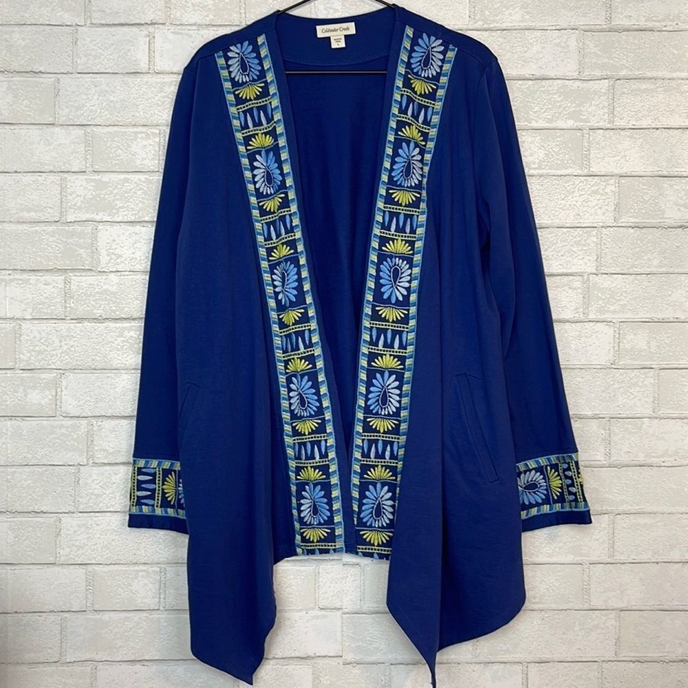 Coldwater Creek Royal Blue Embroidered Cardigan L